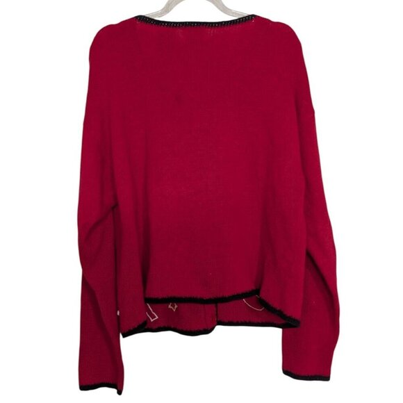 Nutcracker Teddy Bear Cardigan Womens Size Medium Red Embellished Ugly Christmas - Picture 9 of 12